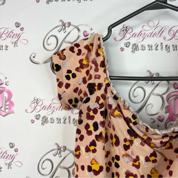 Guess tshirt cheetah animal print Multicolor Leopard Print Crop Top - Picture 6 of 10